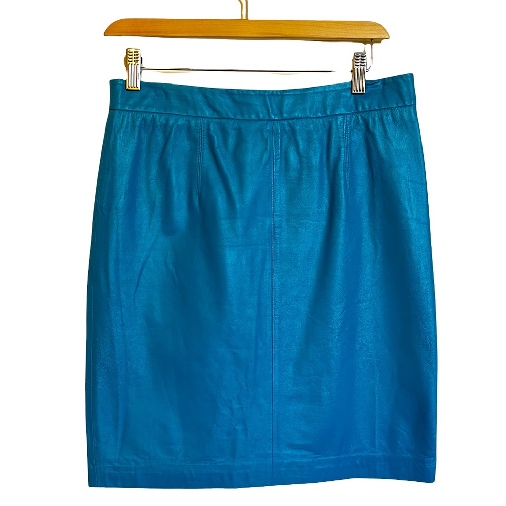 Lamb’s leather Milly of New York teal skirt size 6